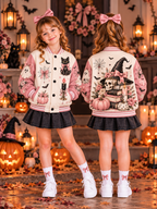 Witch Hat Skull Kids Baseball Jacket