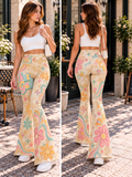 But God Pastel Floral Flare Yoga Pants
