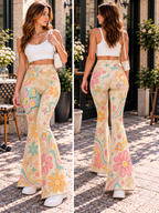 But God Pastel Floral Flare Yoga Pants