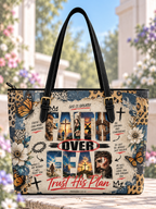 Faith Over Fear Trust His Plan Jesus Leopard Saddle Bag