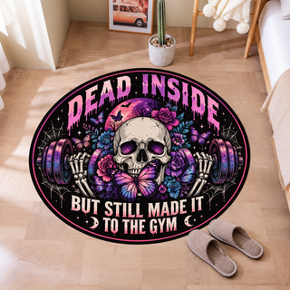 Dead Inside Skull Gym Halloween Round Rug