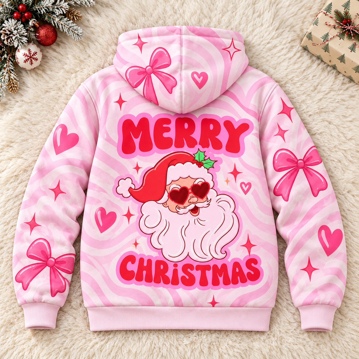 Merry Christmas Groovy Santa Personalized Fleece Jacket