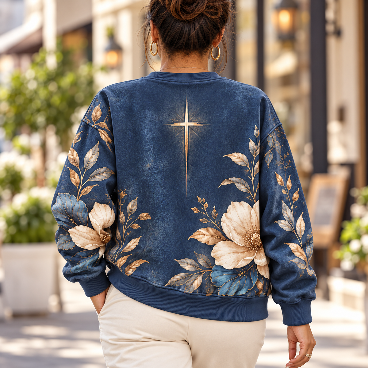 Personalized Navy Floral Butterfly Sweatshirt