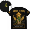 Jesus Is King – Pixel Frog Meme Christian T-Shirt | Revelation 22:13 | Alpha & Omega