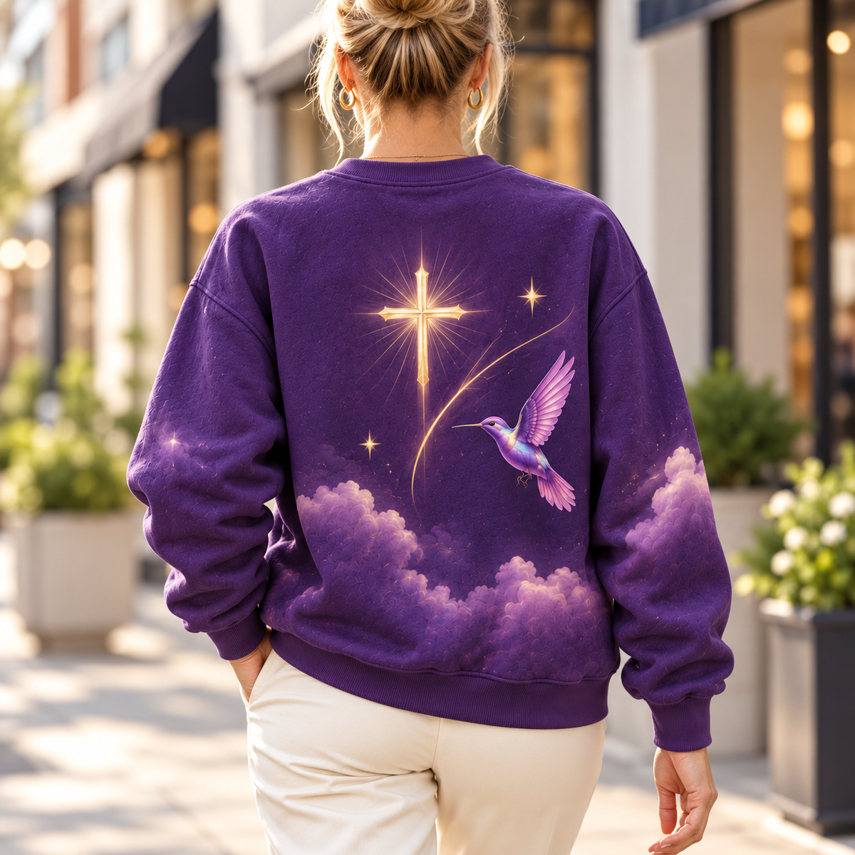 Personalized Purple Hummingbird Sweatshirt