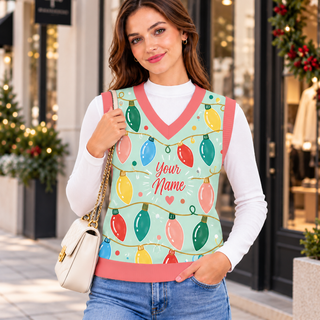 Personalized Colorful Lights Knitted V-Neck Vest