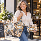 Personalized Blue Floral Patchwork Quilted Shoulder Bag & Storage Bag