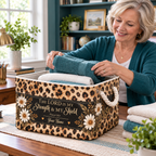 Personalized Leopard Daisy Storage Basket