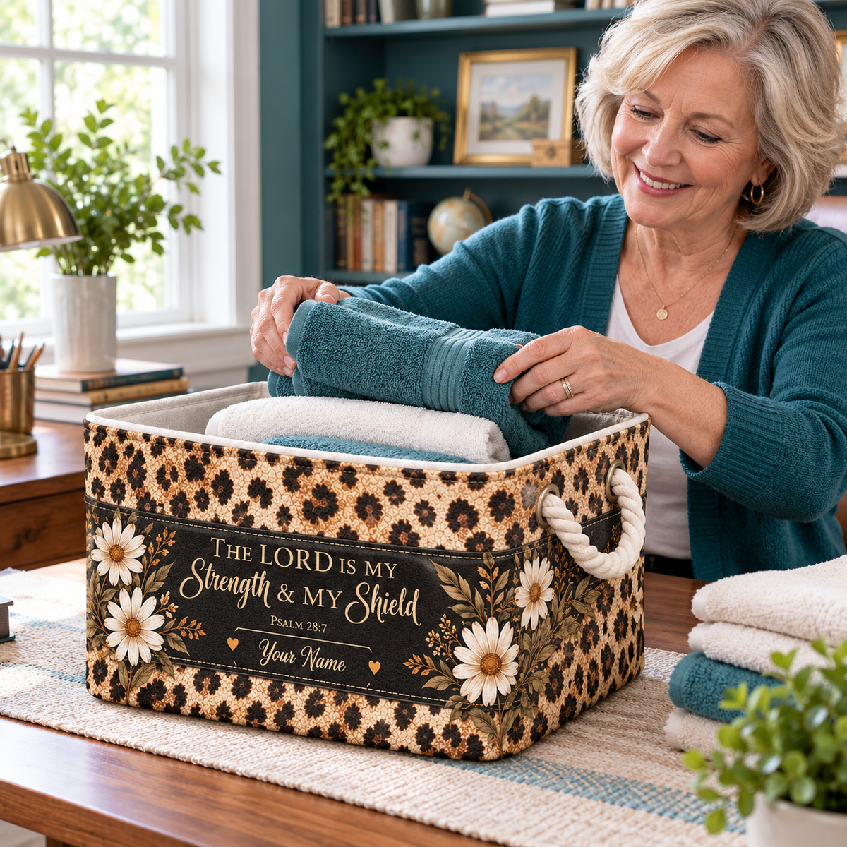Personalized Leopard Daisy Storage Basket