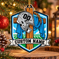 Black Blue Football Cross Shield Personalized Sports Ornament