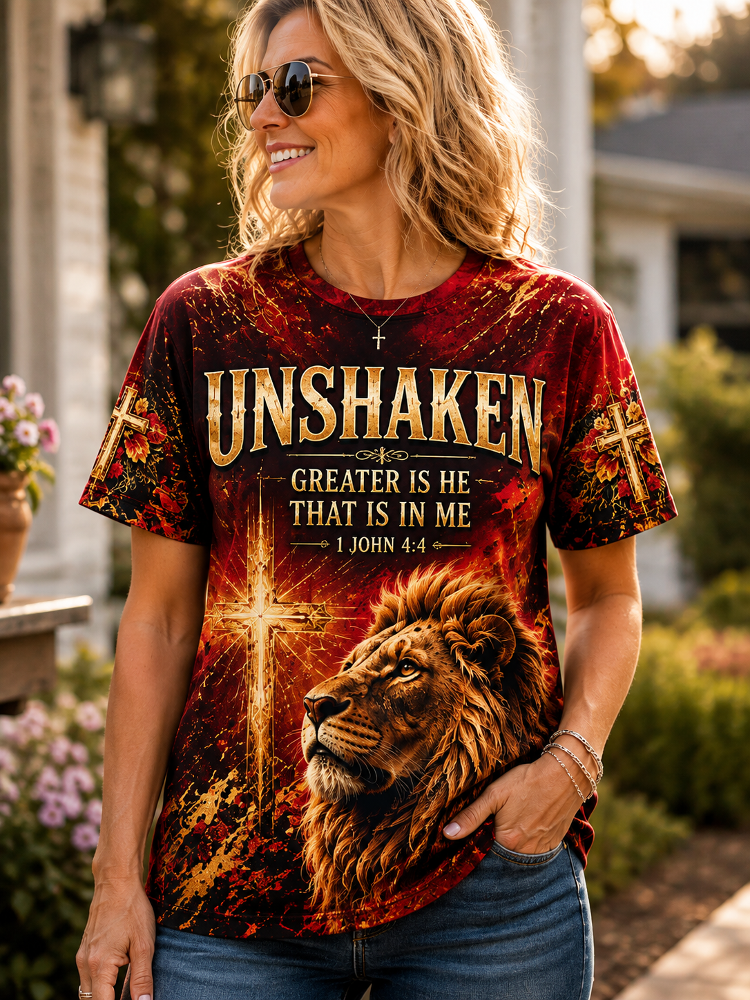 Unshaken – Greater Is He That Is In Me | 1 John 4:4 Women’s Christian All-Over Print Shirt