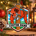 Orange Black Football Cross Shield Personalized Sports Ornament