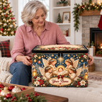 Personalized Winter Floral Square Storage Basket With Lid