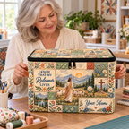 Personalized Meadow Patchwork Square Storage Basket With Lid