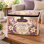 Personalized Purple Butterfly Square Storage Basket With Lid