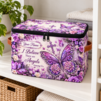 Personalized Jeweled Butterfly Square Storage Basket With Lid