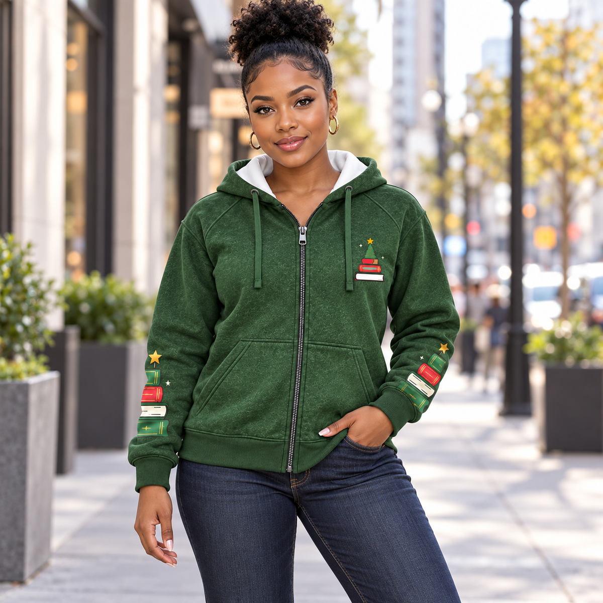Personalized Merry Bookmas Zip Hoodie