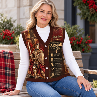 Golden Armored Knight Personalized Knitted Cardigan Vest