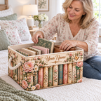 Personalized Vintage Floral Books Storage Basket