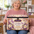 Personalized Purple Butterfly Square Storage Basket With Lid