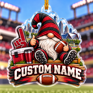 Personalized Red and Black Football Gnome Ornament