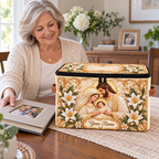 Personalized Ivory Lily Square Storage Basket With Lid