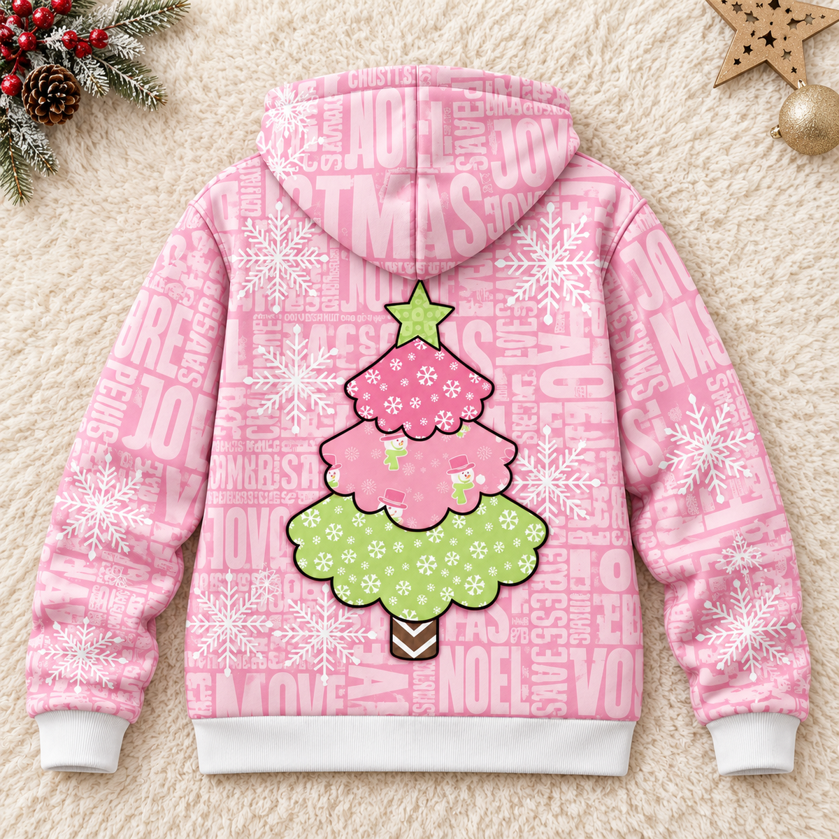 Pink Christmas Tree Personalized Fleece Jacket