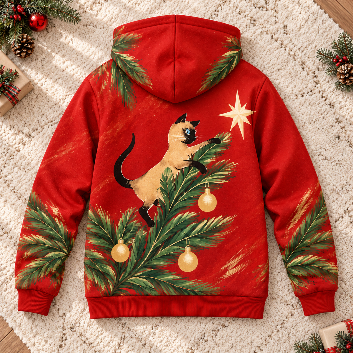 Siamese Cat Christmas Personalized Fleece Jacket