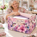 Personalized Hummingbird Floral Storage Basket