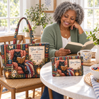 Personalized Black Reading Cat Quilted Shoulder Bag & Storage Bag
