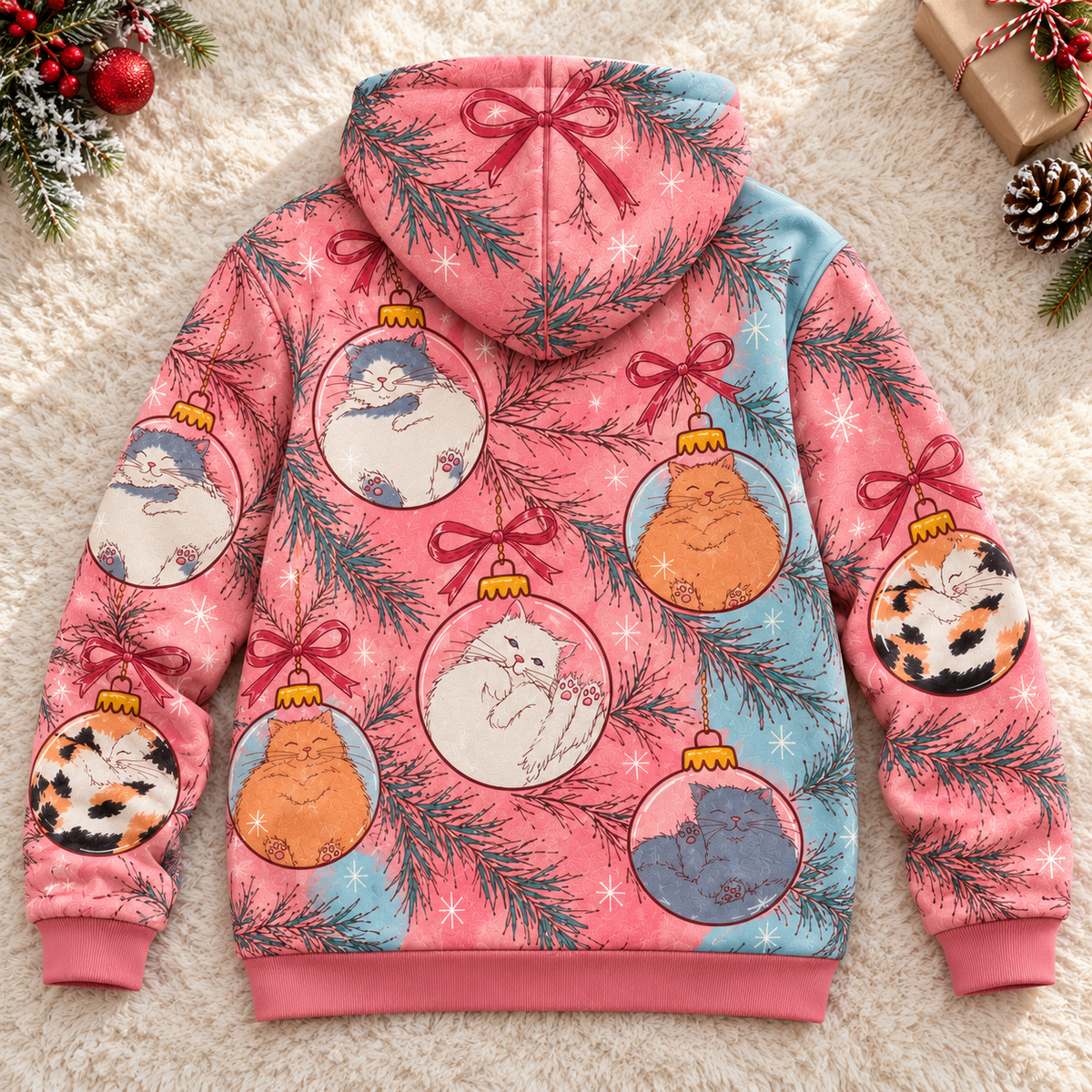 Fluffy Cat Ornament Personalized Fleece Jacket