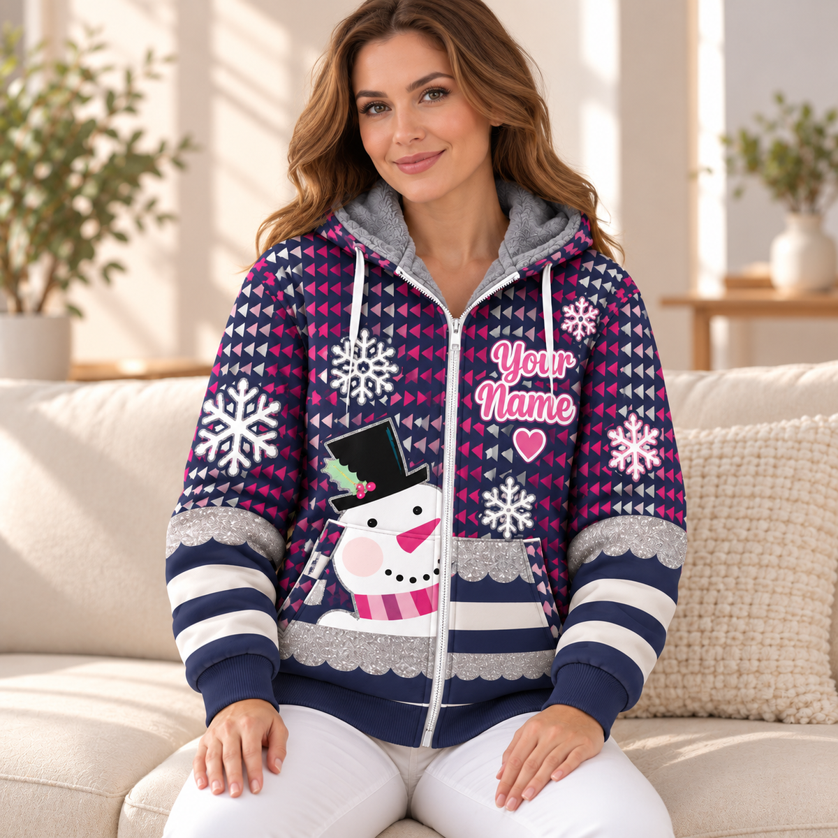 Let It Snow Snowman Personalized Fleece Jacket