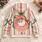Pastel Stripe Santa Personalized Fleece Jacket