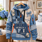 Personalized Blue Daisy Bow Half-Zip Hoodie