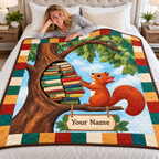 Personalized Squirrel Tree Library Quilt