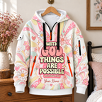 Personalized Pastel Daisy Half-Zip Hoodie