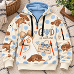 Personalized Duck and Puppies Half-Zip Hoodie