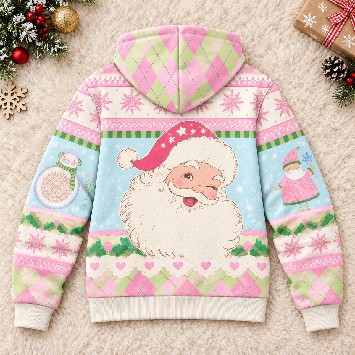 Pastel Santa Claus Personalized Fleece Jacket