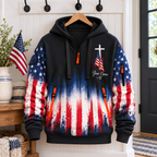Personalized American Flag Half-Zip Hoodie