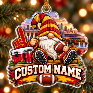 Personalized Red and Gold Football Gnome Ornament
