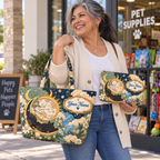 Personalized Celestial Cats Quilted Shoulder Bag & Storage Bag