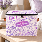 Personalized Lavender Doodle Square Storage Basket With Lid