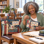 Personalized Books & Teacup Quilted Shoulder Bag & Storage Bag