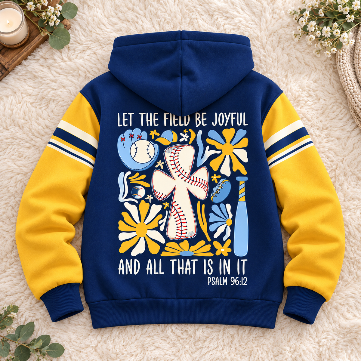 Baseball Floral Personalized Fleece Jacket