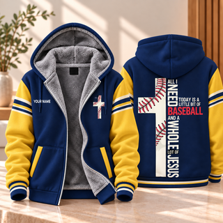 Navy Gold Baseball Personalized Fleece Jacket