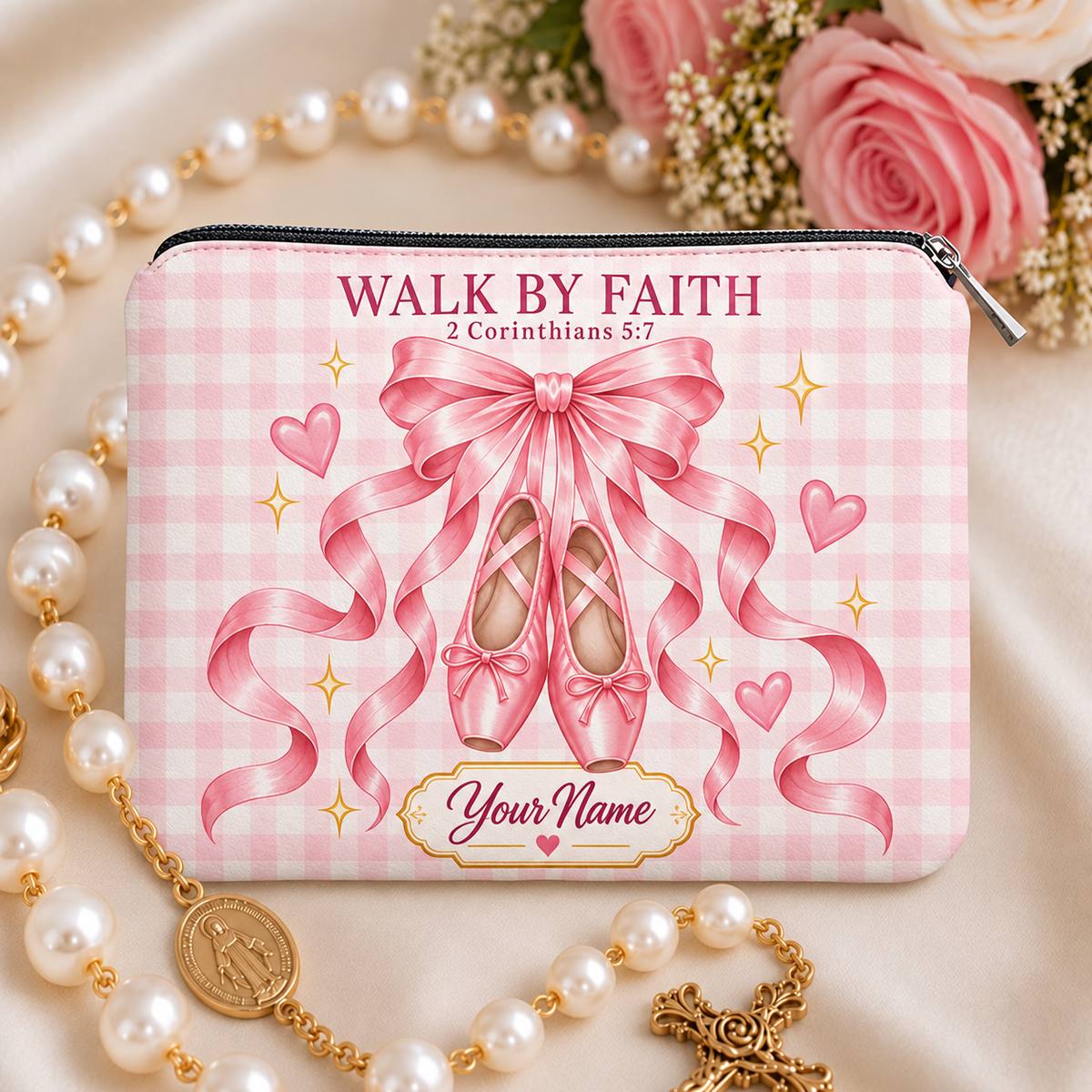 Walk By Faith Ballet Personalized PU Leather Pouch