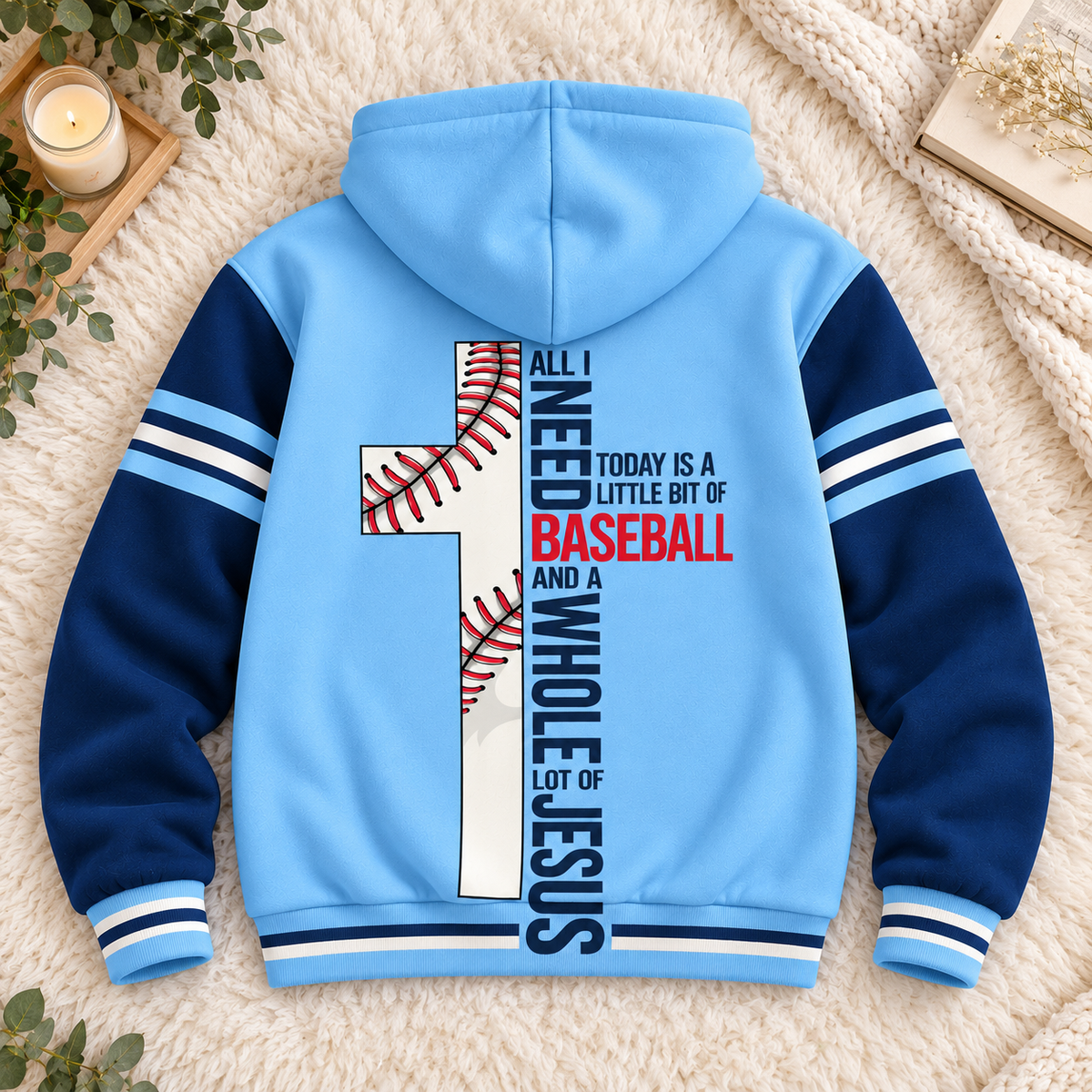 Sky Blue Navy Baseball Personalized Fleece Jacket