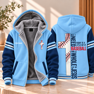 Sky Blue Navy Baseball Personalized Fleece Jacket