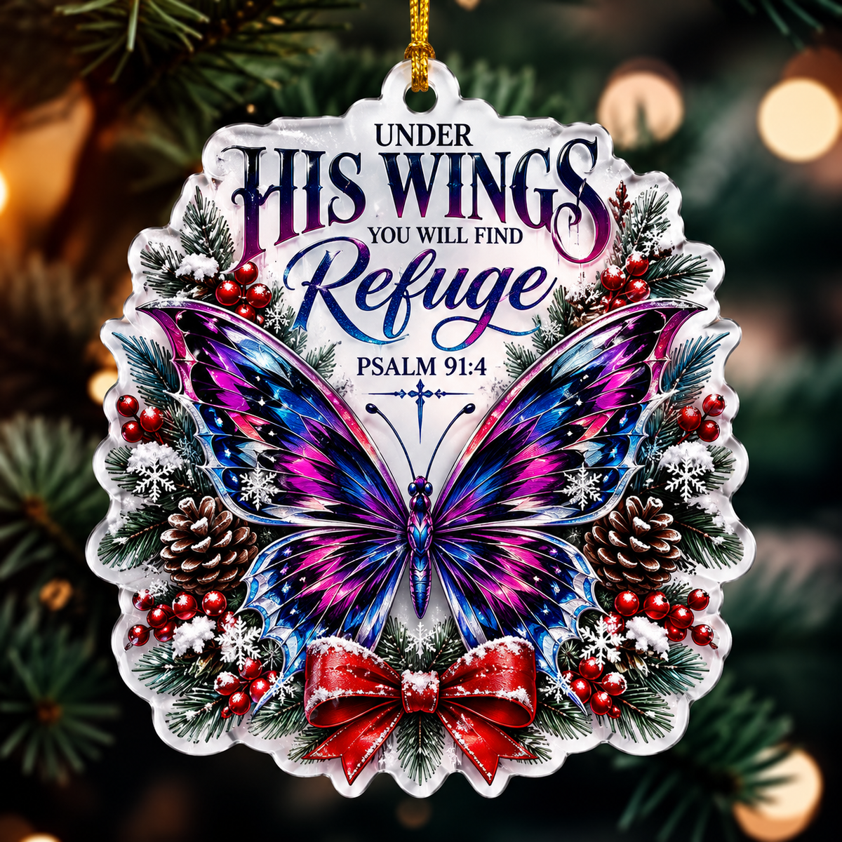 Under His Wings You Will Find Refuge Ornament
