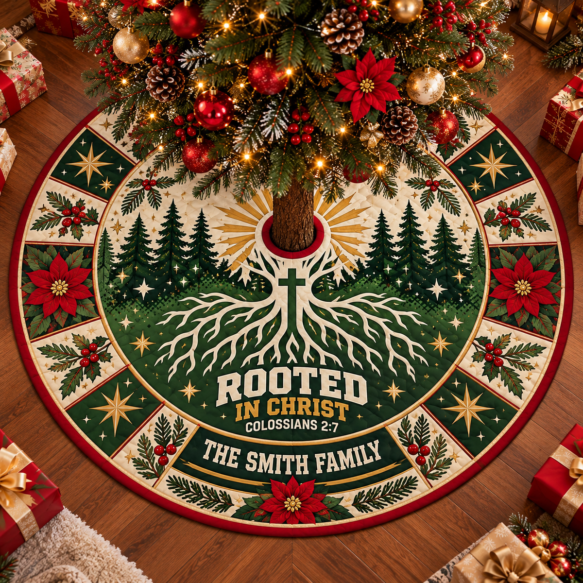 Rooted in Christ Personalized Christmas Tree Skirt